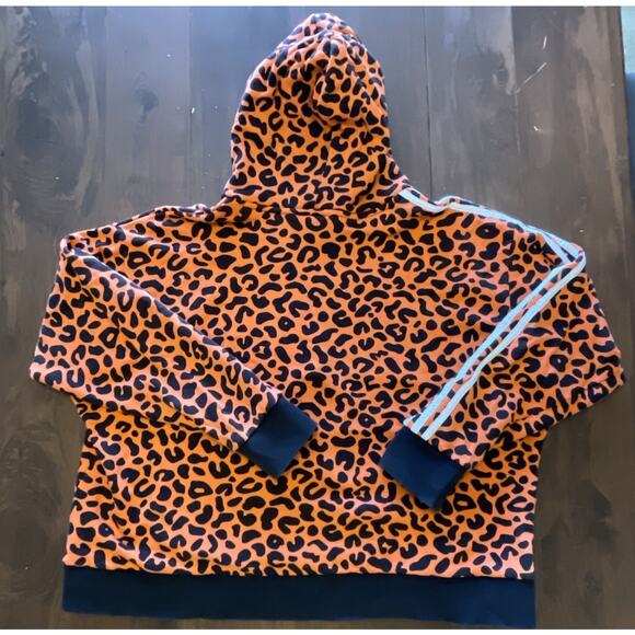 Adidas Rich Mnisi Cheetah Animal Print Hoodie Sweatshirt Orange Womens XXXL 3XL - Picture 8 of 8